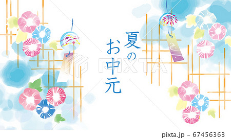 水彩画の様な爽やかな朝顔と青空 水彩画の様な爽やかな朝顔と青空 67456363