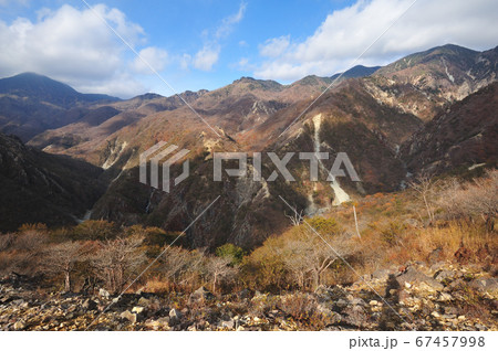 足尾 太平山南西尾根中腹から見る渡良瀬川の源流部の山々 足尾 太平山南西尾根中腹から見る渡良瀬川の源流部の山々 67457998