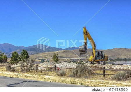 Heavy duty machinery on a construction site 67458599