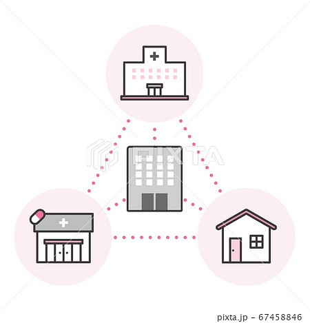 オンライン診療とデータセンター連携のイメージベクターイラストのイラスト素材