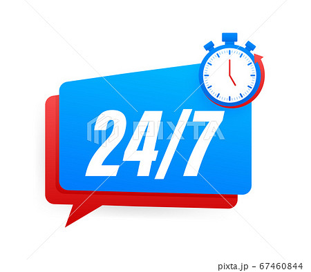 24-7 service concept. 24-7 open. Support service icon. Vector stock illustration. 67460844