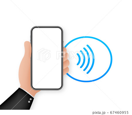 Contactless wireless pay sign logo. NFC technology. Vector stock illustration. 67460955