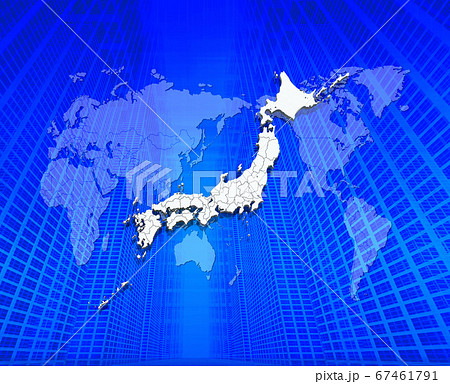 日本地図と地方区分けのイラスト素材