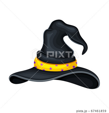 Witch Pointed Hat with Ribbon and Wide Brims Vector Illustration 67461859
