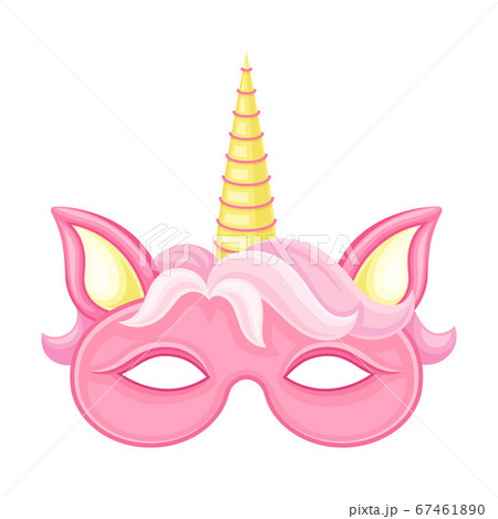 Unicorn Mask with Horn as Carnival or Party Attribute Vector Illustration Unicorn Mask with Horn as Carnival or Party Attribute Vector Illustration 67461890