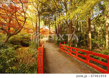 京都の紅葉の名所 神蔵寺 京都亀岡観光スポット 明智光秀ゆかりの地 の写真素材