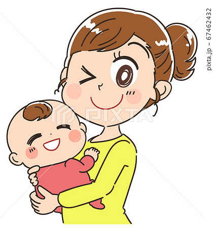 かわいい赤ちゃんを抱っこした母親のイラスト素材
