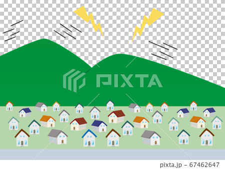 土砂崩れの前兆　地鳴りしてるイラスト 67462647