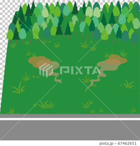土砂崩れの前兆　斜面から異臭のイラスト 67462651