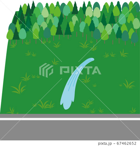 土砂崩れの前兆 斜面から水の吹き出しのイラのイラスト素材