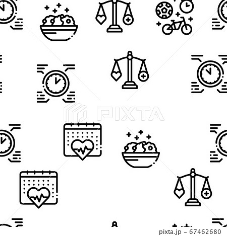 Healthy Lifestyle Seamless Pattern Vector 67462680