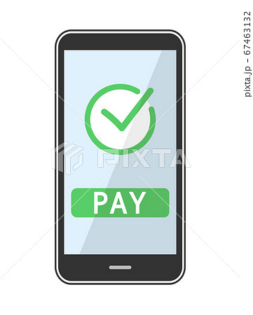 スマホによるキャッシュレス決済の完了画面のイラスト素材 67463132 Pixta