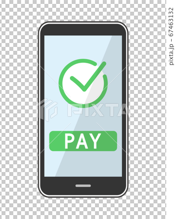 スマホによるキャッシュレス決済の完了画面のイラスト素材