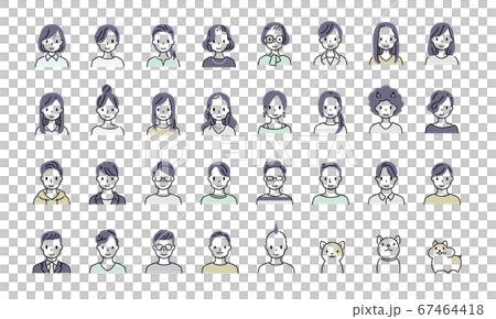 男性 女性のシンプルアイコン カラーのイラスト素材
