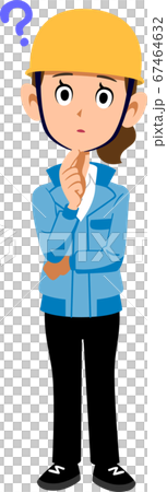 戴著頭盔與懷疑的工作服的女人 67464632