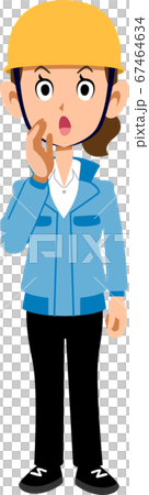 藍色的工作服，戴著電話頭盔的女人 67464634