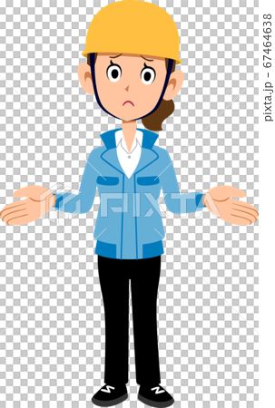 一個穿著工作服的女人戴著驚奇的頭盔 67464638