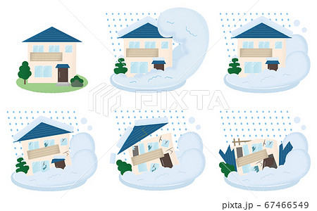 雪崩の被害を受ける住宅のベクターイラスト 67466549