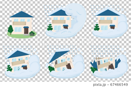 雪崩の被害を受ける住宅のベクターイラスト 67466549