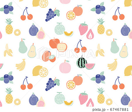 手書きのフルーツのパターン 果物 おしゃれ 背景素材のイラスト素材