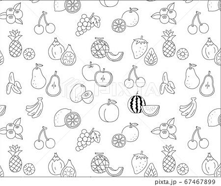 手書きのフルーツのパターン 果物 おしゃれ 背景素材のイラスト素材