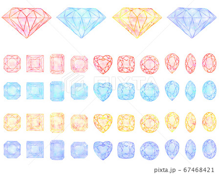 キラキラ宝石 ダイヤモンド アイコンセットのイラスト素材