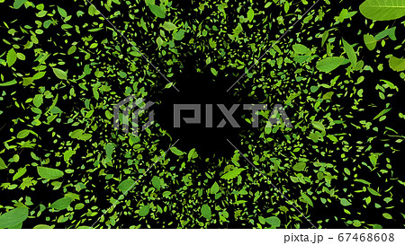 緑 グリーン エコロジー 風 舞う 葉 3D イラスト CG 背景 バックグラウンド 67468608
