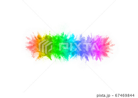 abstract powder splatted background. Colorful powder explosion on white background. Colored cloud. Colorful dust explode. Paint Holi. 67469844