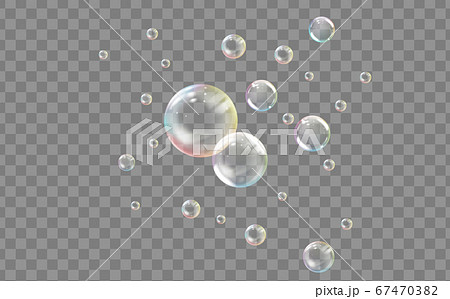 Realistic Transparent Colored Soap Or Water Bubbleのイラスト素材