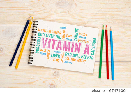 vitamin a foods cloud, notebook with colorful 67471004