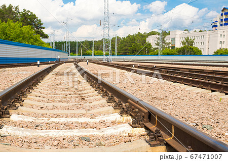 railroad tracks, low point of view railroad tracks, low point of view 67471007