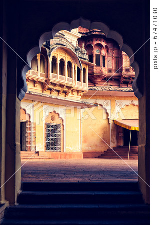 Arched gateway in Mehrangarh fort. Jodhpur, Rajasthan, India Arched gateway in Mehrangarh fort. Jodhpur, Rajasthan, India 67471030