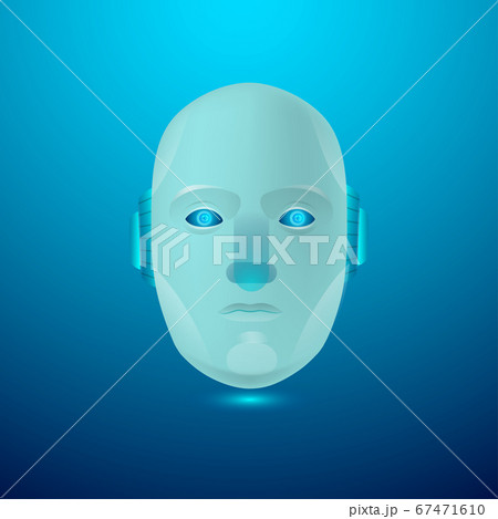 Android head over blue background, AI conceptのイラスト素材 [67471610] - PIXTA
