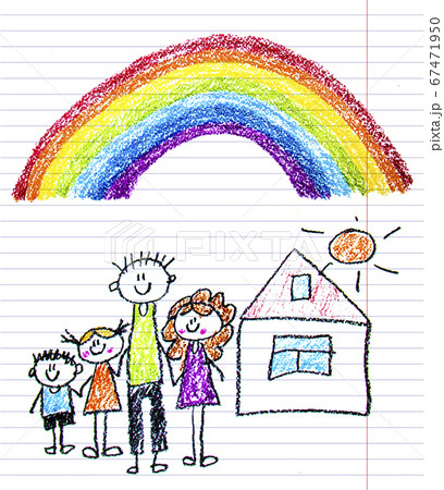 Child drawing family house Cut Out Stock Images & Pictures - Alamy