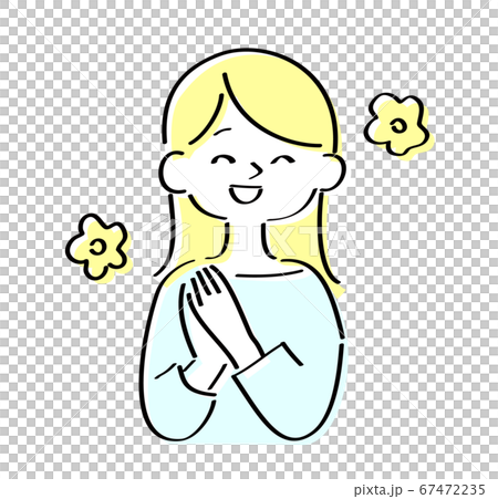 一個自信地微笑的女人黃色 一個自信地微笑的女人黃色 67472235