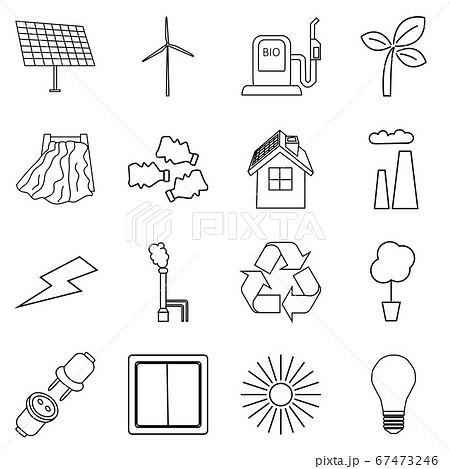 Vector set of simple eco related outline icons Vector set of simple eco related outline icons 67473246