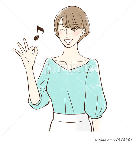 笑顔でOKサインをする女性 笑顔でOKサインをする女性 67473437