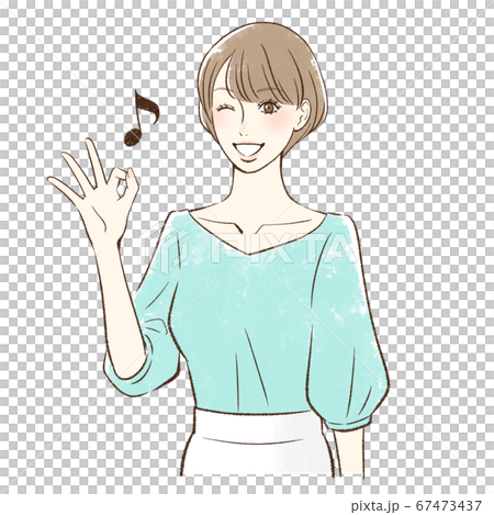 笑顔でOKサインをする女性 笑顔でOKサインをする女性 67473437