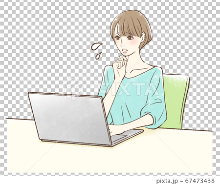 在操作個人計算機時遇到麻煩的婦女 67473438