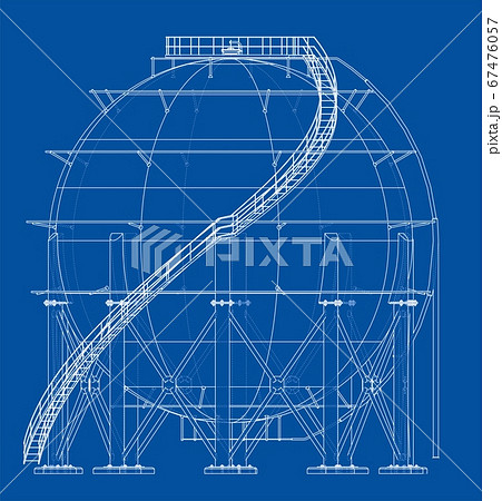 Spherical gas tank outline. 3D illustration 67476057