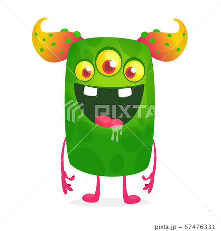 Cartoon thee eyed alien illustration. Halloween 67476331