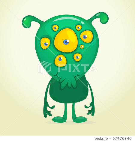 Green alien cartoon with many eyes. Vector - Stock Illustration [67476340]  - PIXTA
