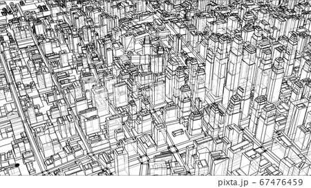 Wire-frame Twisted City, Blueprint Style Wire-frame Twisted City, Blueprint Style 67476459