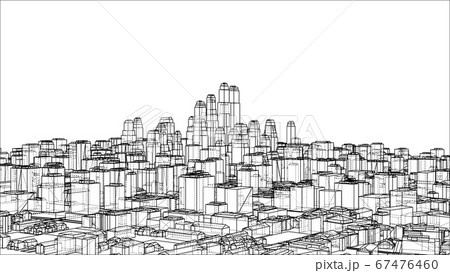 Wire-frame Twisted City, Blueprint Style Wire-frame Twisted City, Blueprint Style 67476460