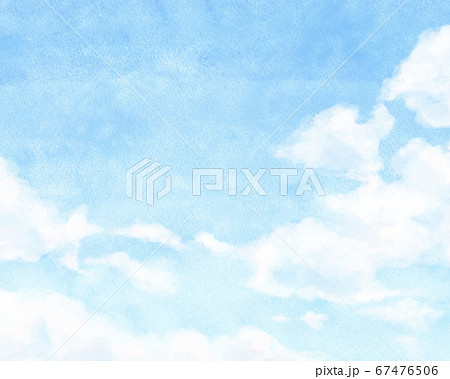 雲 明るい青空 水彩風イラストのイラスト素材