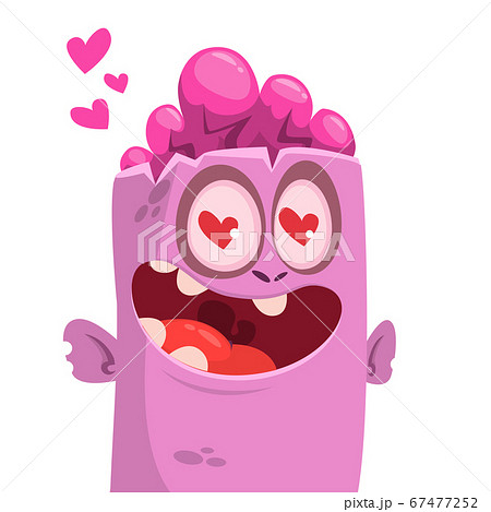 Funny zombie cartoon  character in love. Vector illustration 67477252
