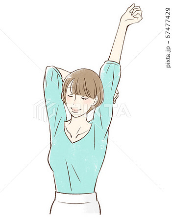 片腕でストレッチする女性 片腕でストレッチする女性 67477429