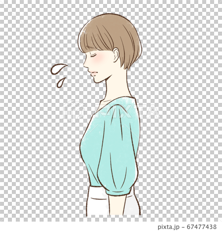 悲しむ女性の横顔 67477438