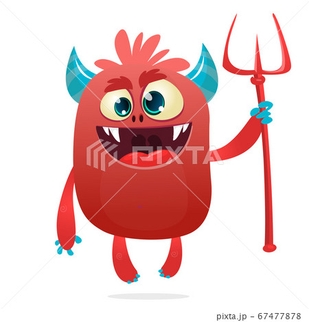 Cartoon illustration of funny red devil character - Stock Illustration  [67477878] - PIXTA