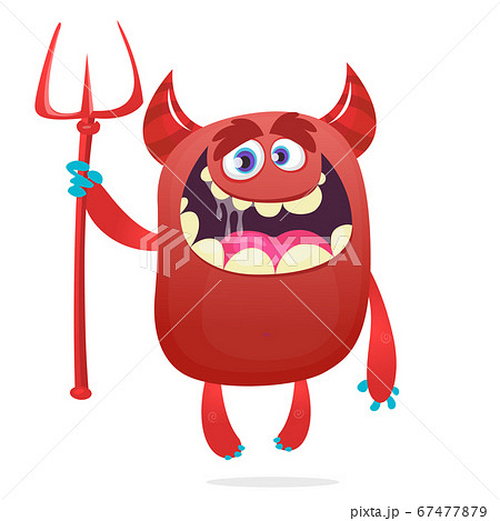 Cartoon illustration of funny red devil... - Stock Illustration [67477879]  - PIXTA